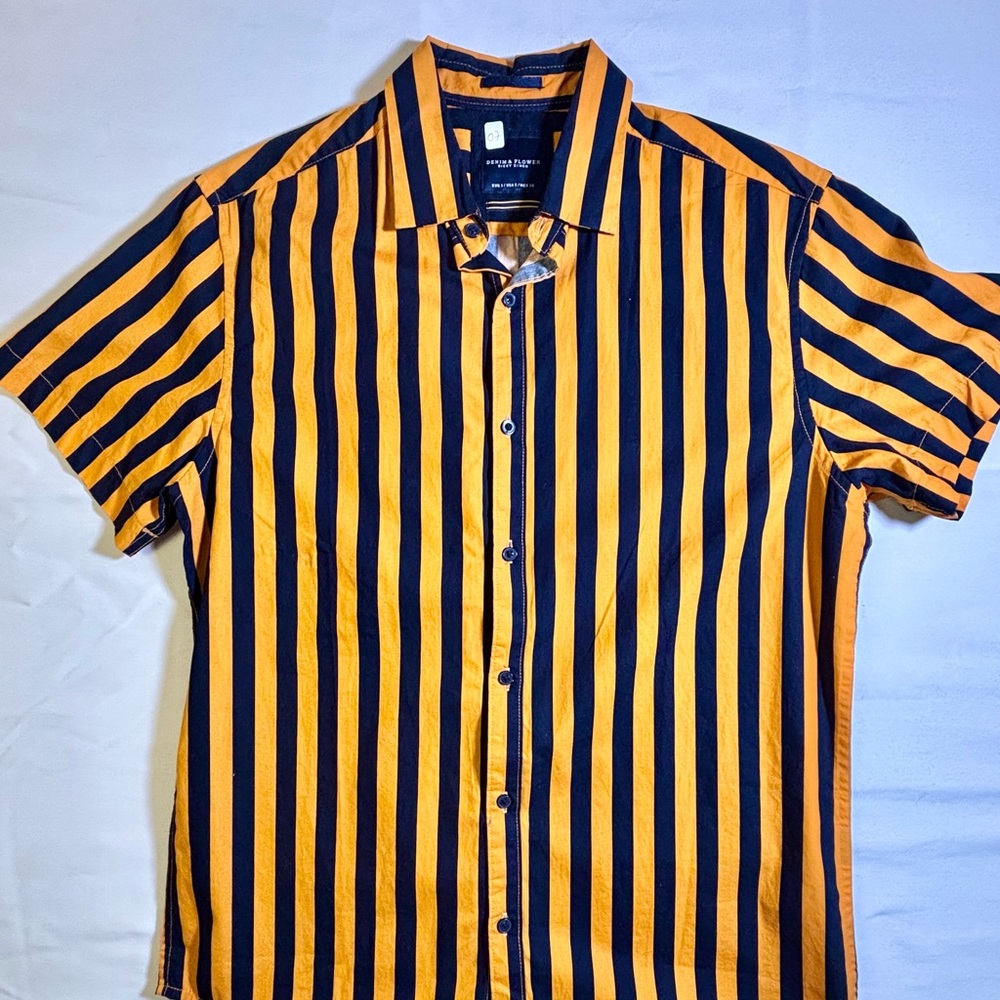 Denim & Flower Orange and Black Striped Shirt